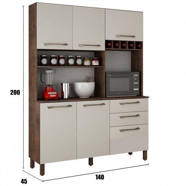 Armário de Cozinha 6 Portas 2 Gavetas Athenas - Nyne Móveis